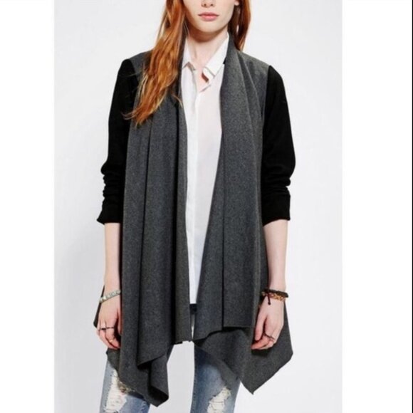 Staring at Stars UO Black + Grey Wool Blend Waterfall Cardigan Cozy size Large - Picture 15 of 16